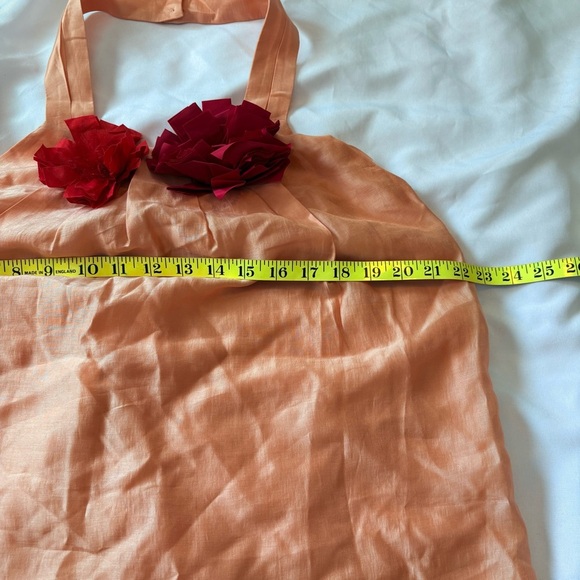 Ann Taylor Plus Size 8 Peach Lined Button Halter Top W/ Flower Accents - Picture 6 of 7
